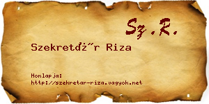Szekretár Riza névjegykártya